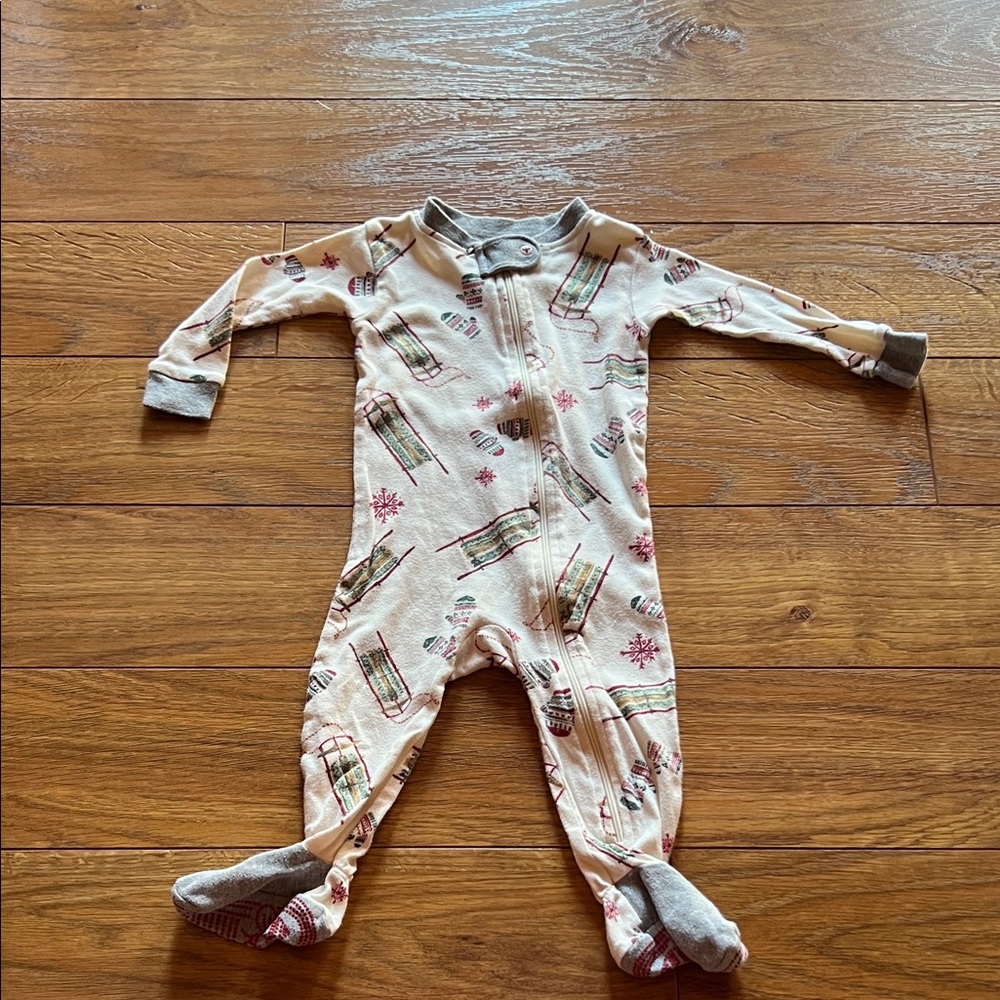 Burt's Bees Baby Cream and Gray Footed One Piece